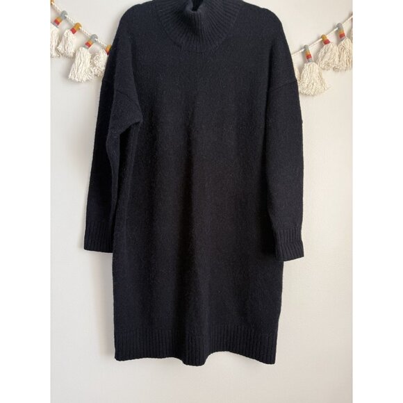 COS Navy Wool Alpaca Blend Mock Neck Mini Sweater Dress Modest Minimalist M - Picture 4 of 10